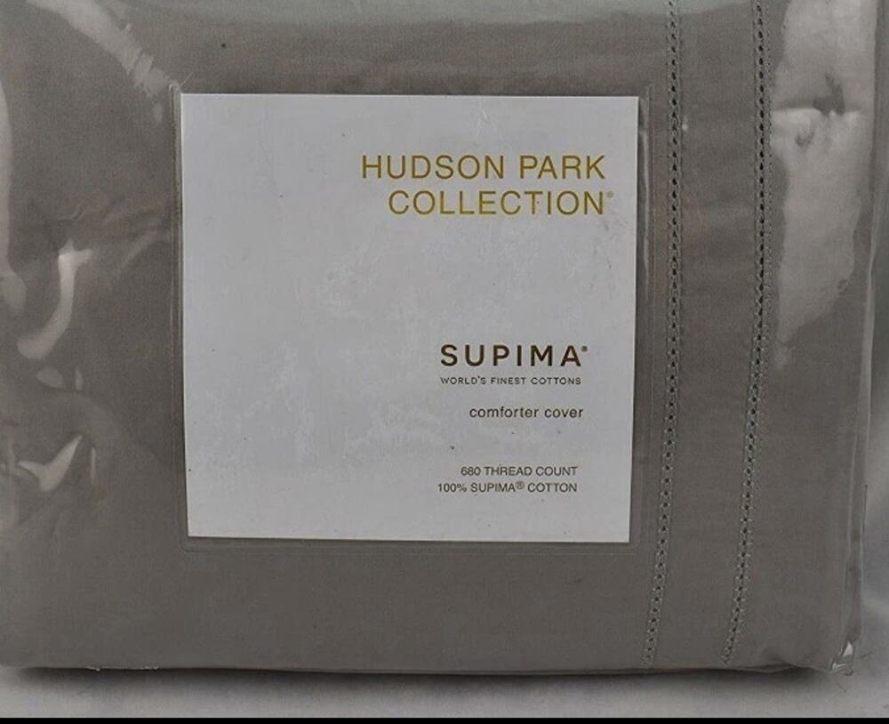 Hudson Park 680 Thread Count Cotton Sateen KING Duvet Cover Pewter